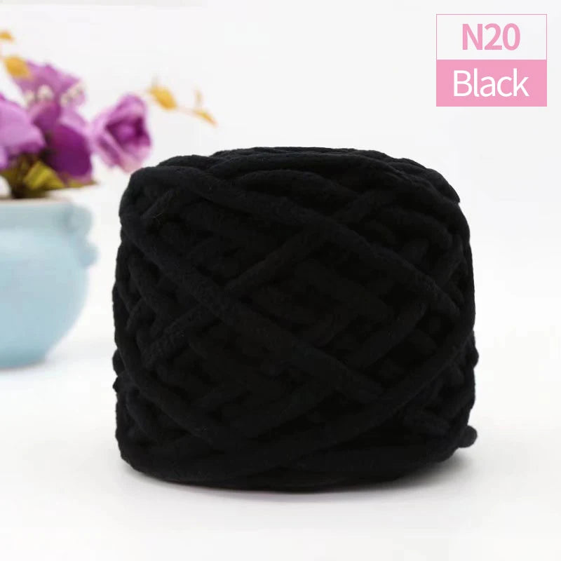 Black chunky velvet knitting yarn ball for home decor