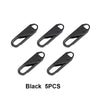 Five black universal zipper repair kits with metal sliders