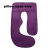A purple ergonomic J-shaped maternity pillow case only.