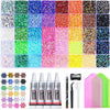 A collection of DIY resin rhinestone kits in various colors and sizes for crafting and decoration.