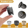 Various gold and black metal twist locks shown in hand and isolated views for bags and cases
