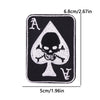 A black iron-on embroidery patch featuring a stylized spade symbol and the letter A.