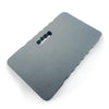 A gray, textured protective kneeling mat designed for use on hard floors.