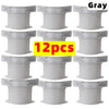A set of 12 gray invisible bedsheet corner tightener clips in various sizes.