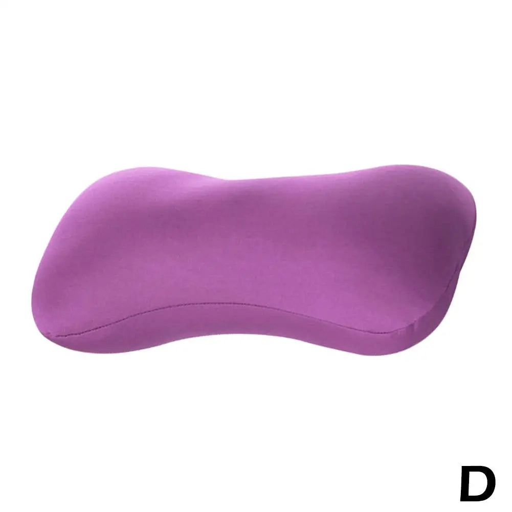 A purple microbead neck pillow shown from the side.
