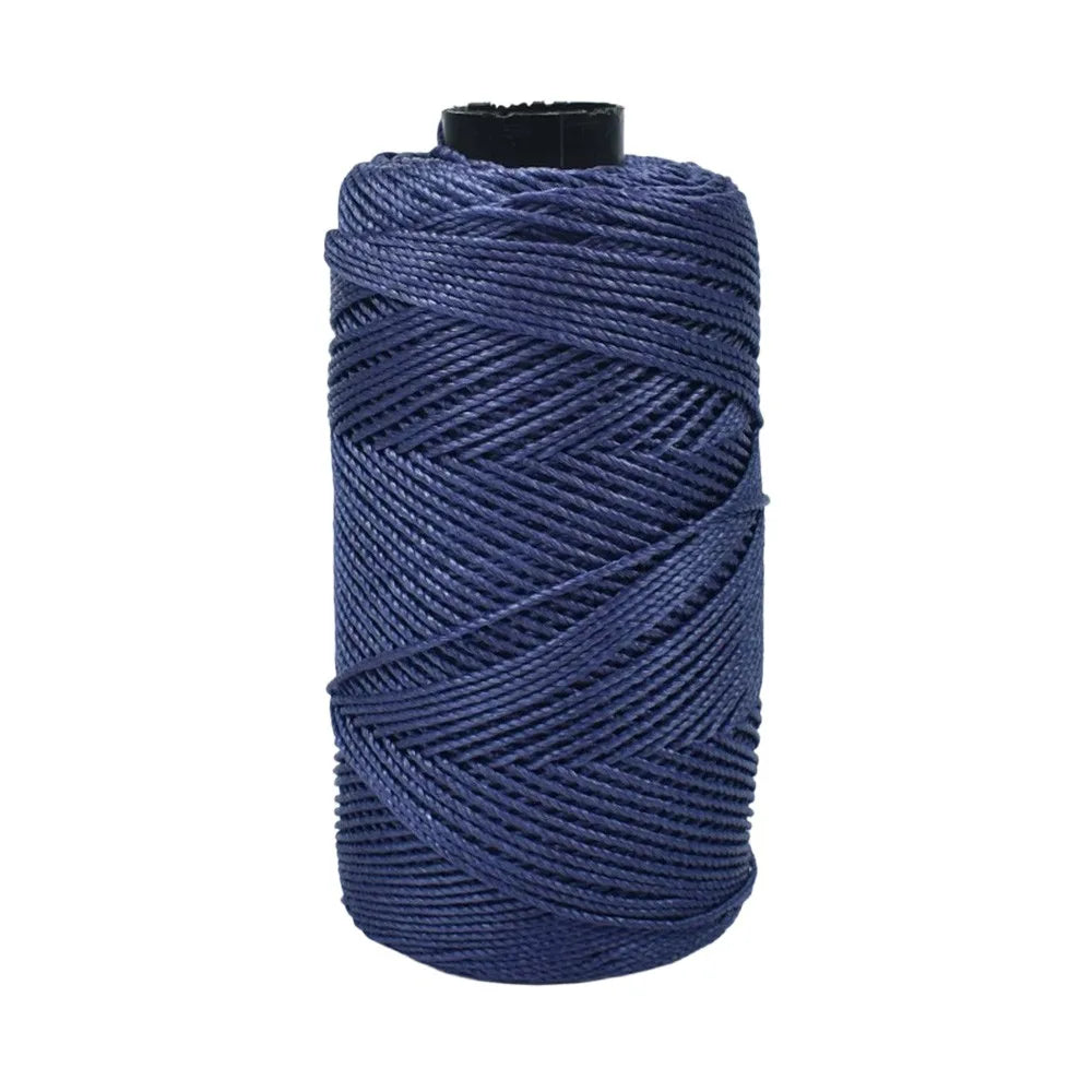 Spool of dark blue 1.5mm cotton silk thread for knitting and crafting