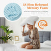 A woman is using a 5S Slow Rebound Memory Foam neck pillow for pressure-free sleeping.