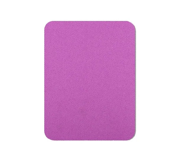 A square pack of four purple iron-on fabric repair patches.