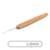 A wooden bamboo crochet knitting needle with a 1.0mm tip.