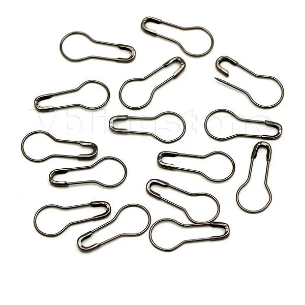 A collection of 100 gourd-shaped locking safety pins for knitting and sewing.