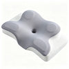 A gray cooling memory foam pillow with a white textured cover and supportive neck shape.