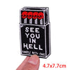 Black embroidered patch with red skulls and the text SEE YOU IN HELL HANDLE WITH CARE
