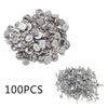 A pile of silver metal pin findings including butterfly clasps and tie tacks for jewelry making