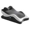 A large memory foam body pillow in gray and white is shown from a side angle.
