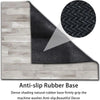 Anti-slip rubber base for a machine washer showing a dark fabric and light wood grain surface.