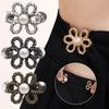 Three adjustable metal waist clips featuring pearl accents for pants and jeans.