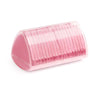 A pink, cylindrical eraser with ribbed texture used for fabric chalk markers.