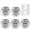A set of five silver metal bag lock clasps for handbags and totes, including a rectangular version.