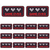 Set of black embroidered game over heart slogan applique patches for DIY clothing
