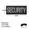 Reflective security patch measuring 6.5cm by 15cm with a hook and loop closure