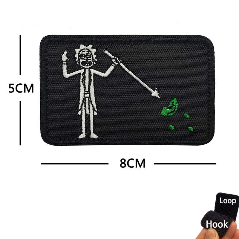 Blackbeard skull pirate flag embroidered patch with hook and loop backing