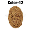 A ball of brown chenille yarn labeled Color-12 for crafting.