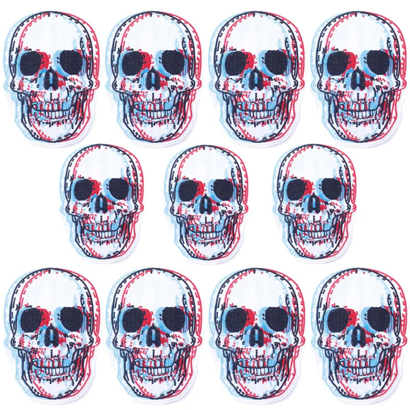 A set of various skull embroidery patches for clothing