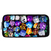 A black pouch featuring various cartoon animal and character designs for a school backpack set.