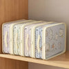 A set of clear mesh storage bags designed to fold and store blankets or bed sheets.