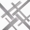 A set of stainless steel double-pointed knitting needles crossed in an 'X' pattern.
