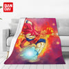 Anime character Flannel throw blanket featuring a red-haired character in an intense pose against a fiery background