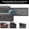 A 3D armrest model slipcover in gray stretch velvet for various sofa armrests.