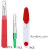 A set of colorful seam ripper and thread cutter tools shown in various colors and configurations.