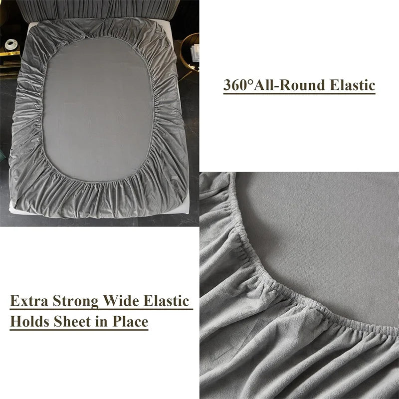 Gray elastic sheet with a rounded edge and extra strong wide elastic holding the sheet in place