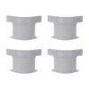 Four heavy duty bed sheet corner tightener clips in a light gray color shown from different angles.