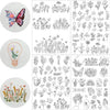 A collection of black and white line drawings featuring floral and butterfly patterns for embroidery stabilizers.