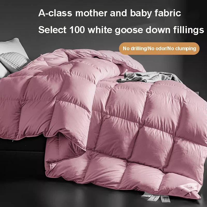 Pink A-class mother and baby fabric duvet filled with 100 white goose down fillings