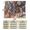 A colorful stars themed knit throw blanket featuring illustrations of girls and stars.