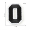 A black felt number zero patch with a white border and a rectangular cutout, measuring 3.7 cm by 5.1 cm.