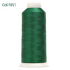 A spool of dark green embroidery thread labeled Col.1851