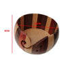 A wooden yarn bowl with concentric wood grain patterns, showing a depth of 15cm and a height of 8cm.