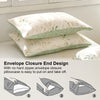 A set of pillowcases featuring an envelope closure end design in a light green floral pattern.