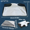 White memory foam pillowcase with black trim shown flat and folded into a pillow shape.