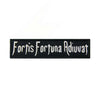 Black embroidered patch with the Latin phrase Fortis Fortuna Adiuvat