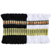 A set of white and black embroidery floss threads bundled together for crafting