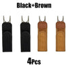 Four black and brown adjustable buckle-free elastic belts shown side by side.