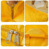 Yellow heavy duty foldable storage sack showing various uses including pouring and carrying