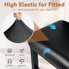 Close-up of a black PU leather bar stool cover showing high elasticity and durability features.