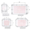 A set of four magnetic embroidery hoops in white and red grid patterns for use with Brother machines.