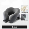 Gray memory foam U-shaped travel neck pillow with a removable cover and memory sponge
